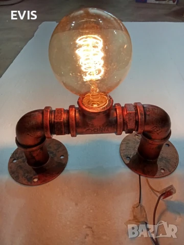 Винтидж индустриален аплик от тръби - месинг НАМАЛЕН, снимка 2 - Лампи за стена - 50783414