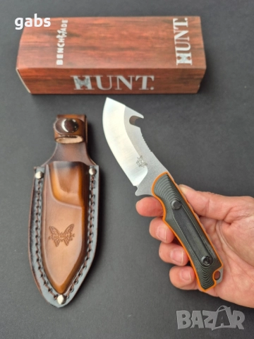 Нож Benchmade 15018 Hunt Saddle Mountain Skinner с кожена кания, снимка 10 - Ножове - 52309638