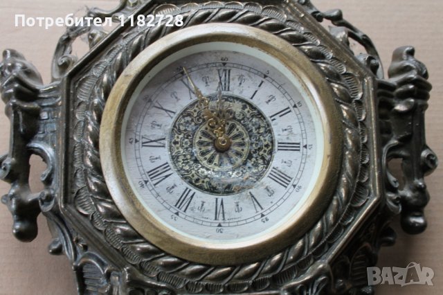 СТАР бронзов каминен часовник -механичен, снимка 2 - Антикварни и старинни предмети - 40479991
