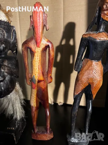 Африкански фигури - статуетки - дърво, снимка 5 - Колекции - 48223434