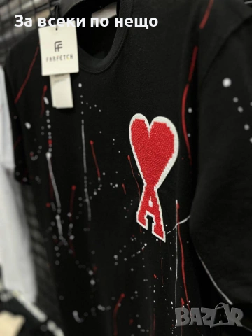 Ami Мъжка Черна Тениска👕Мъжка Блуза С Къс Ръкав В Черен Цвят Код Mens P.281