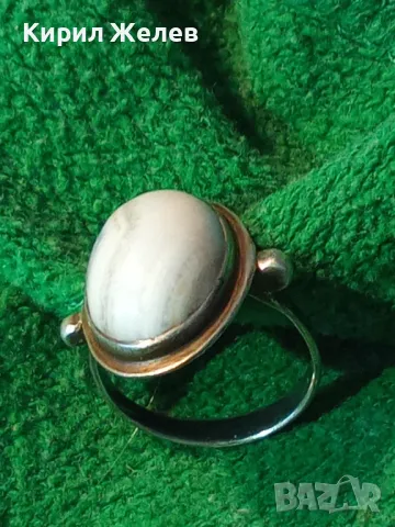 СТАР ВИНТИДЖ СРЕБЪРЕН ПРЪСТЕН СРЕБРО ВИСОКА ПРОБА с ШЛИФОВАН МЛЕЧЕН АХАТ МАЙСТОРСКА ИЗРАБОТКА 41465, снимка 15 - Антикварни и старинни предмети - 50023543