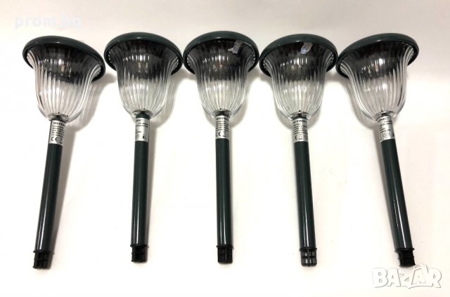 соларни градински лампи, комплект от 5 бр., с приставка-колче за фиксиране в земята, нови, Германия, снимка 11 - Соларни лампи - 31445144