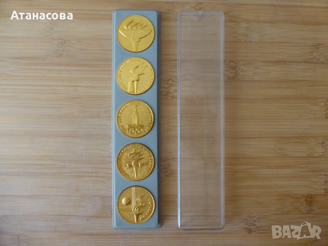 Комплект монети плакети медали Олимпиада Москва 80 мечето Миша плакет