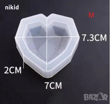 3D 3 размера диамантено сърце силиконов молд форма за фондан тесто гипс глина сапун шоколад смола, снимка 3 - Форми - 32143026