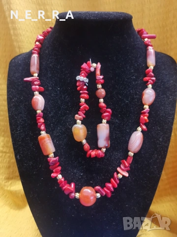 Комплект от корал и карнеол