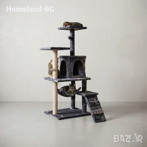Драскалка за котки XL 125 см, дърво за катерене, с плюшено сизалово въже, драскалка за котки , снимка 3 - За котки - 56158921