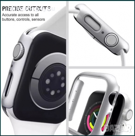 Кейс + Стъклен протектор за Apple Watch 7 серия 41мм и 45мм /3D / 5D, снимка 3 - Смарт гривни - 36451557