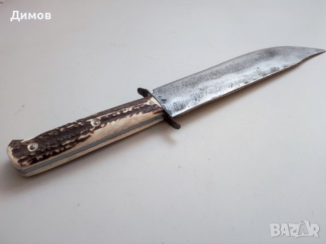 Огромен кован нож мачете сатър рог, снимка 5 - Ножове - 39349938