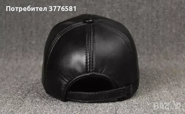 Черна и кафява кожена шапка с козирка Genuine Leather, снимка 4 - Шапки - 49049242