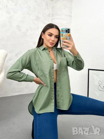 Бяла дънкова риза с джоб Различни цветове , снимка 2 - Ризи - 50266982