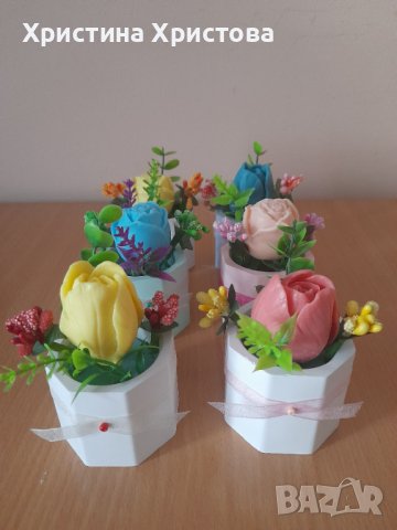 Кашпа с цвете от сапун, снимка 6 - Ръчно изработени сувенири - 37404009