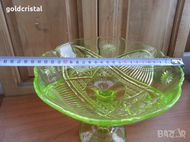 Кристална купа фруктиера ураново стъкло, снимка 8 - Антикварни и старинни предмети - 38504665