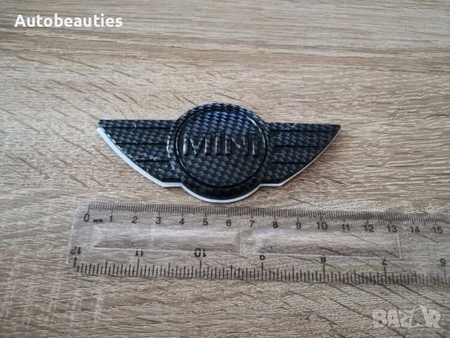 MINI Cooper емблема стар стил карбон, снимка 2 - Аксесоари и консумативи - 54158829
