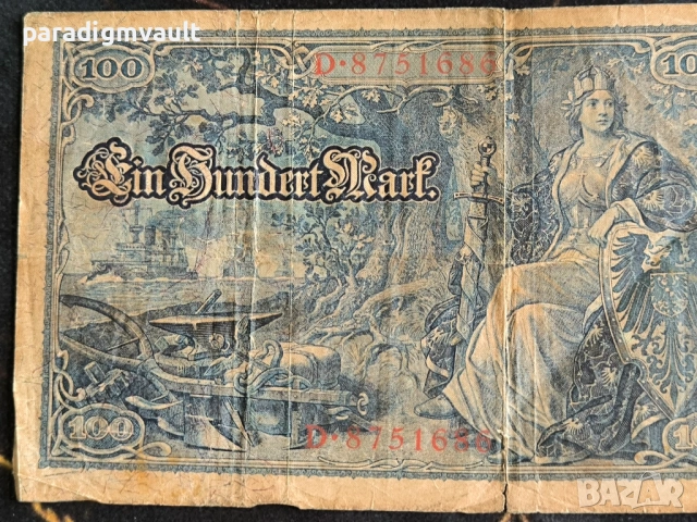 Райх банкнота - Германия - 100 марки | 1910г., снимка 5 - Нумизматика и бонистика - 54231283