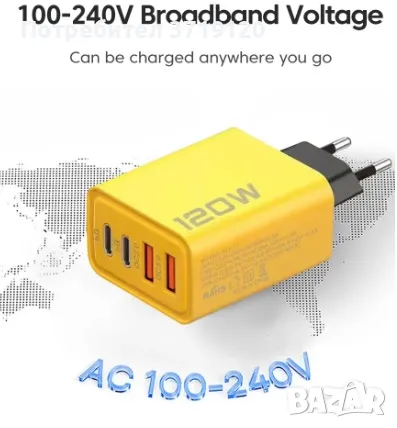 USB - ЗАРЯДНО С ГОЛЯМА МОЩНОСТ ЗА БЪРЗО ЗАРЕЖДАНЕ, снимка 3 - Оригинални зарядни - 48078703