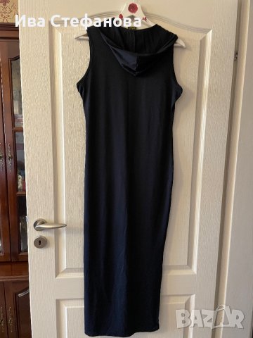 Спортно елегантна ежедневна черна еластична рокля качулка  трико  , снимка 3 - Рокли - 42469266