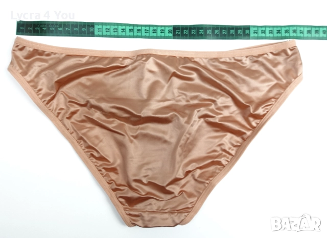 Лъскави бикини в цвят на старо злато и апликация 'целувка' отпред, снимка 6 - Бельо - 52958346