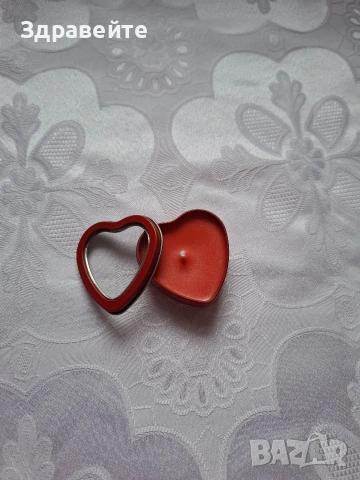 Ароматна соева свещ в метална кутийка сърце