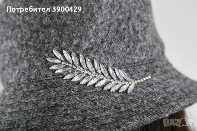 Зимна Дамска Шапка Bucket hat Michele - Сива, снимка 2 - Шапки - 47775969
