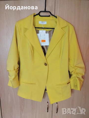 Дамско жълто сако от Addict-boutique, снимка 3 - Сака - 54256416