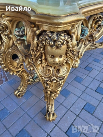 Италианска барокова конзола с огледало , снимка 2 - Огледала - 53300924