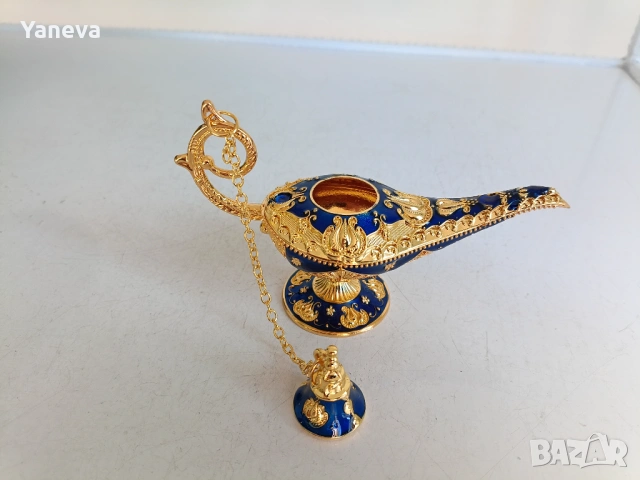 Лампата на Аладин , ароматна лампа в синьо и златно. , снимка 3 - Статуетки - 54283249