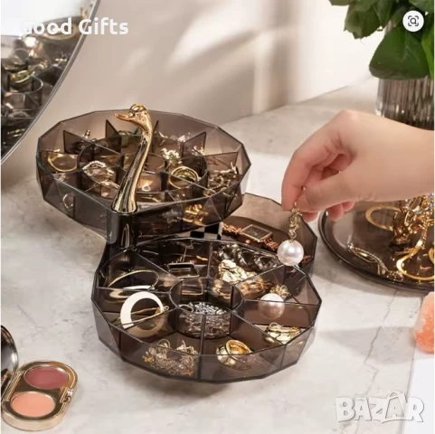 Луксозна въртяща се кутия за бижута Лебед и стойка за пръстени, снимка 5 - Други стоки за дома - 51187773