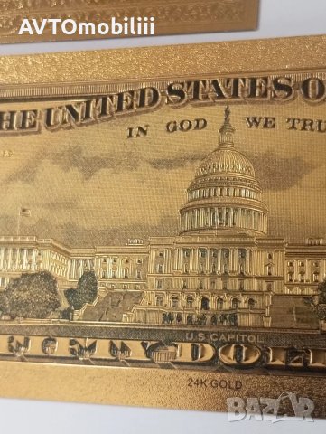 Позлатена с 24 карата злато релефна банкнота 50 долара със сертификат, снимка 7 - Нумизматика и бонистика - 51375758