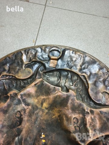 Масивно старо медно пано за стена релефно 2 кг, снимка 7 - Други ценни предмети - 34870822