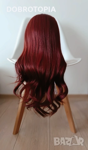 Дълга дамска перука в магнетичен червен цвят, снимка 13 - Аксесоари за коса - 53038052