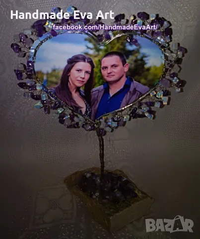  Подарък за Юбилей, Годеж, Рожден ден- Дръвче от полускъпоценни камъни по избор и Ваша снимкаа, снимка 5 - Романтични подаръци - 49054002