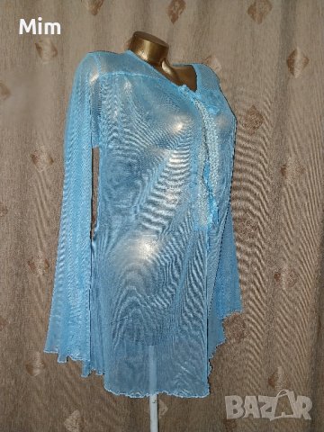 L/XL  Светло синя, прозрачна блуза/ туника/, снимка 4 - Рокли - 42929871