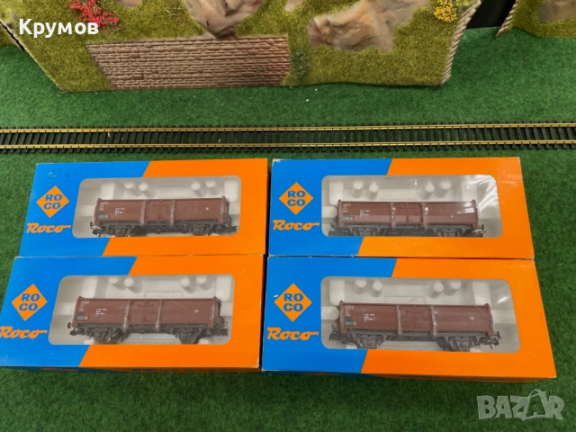 Вагон товарен открит 2-осен Роко HO 1:87 влак ЖП модел кутия нов