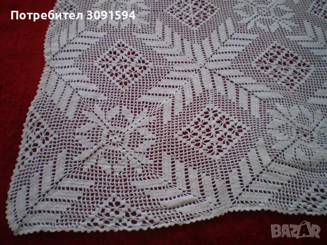 Красива бяла правоъгълна плетена на една кука покривка, снимка 6 - Декорация за дома - 50181509