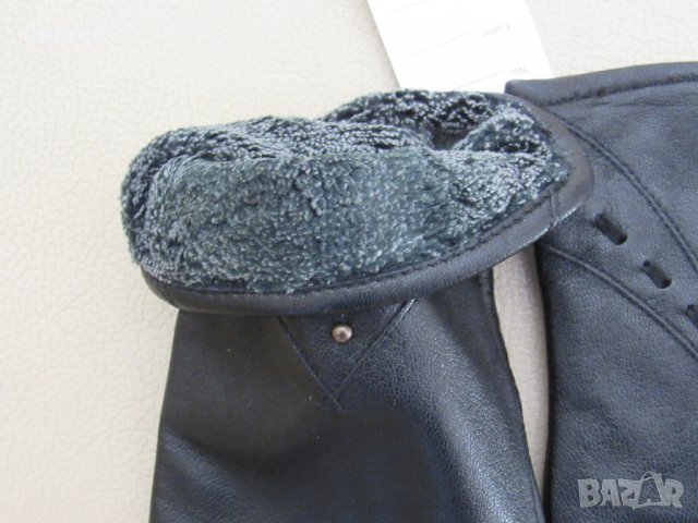 Черни дамски кожени ръкавици от естествена кожа с подплата , нови, снимка 4 - Ръкавици - 31617759