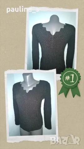 Два броя / Черен еластичен пуловер с оригинално деколте и открити рамене / унисайз , снимка 2 - Блузи с дълъг ръкав и пуловери - 16668493