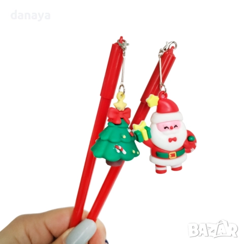 6214 Химикалка с коледна висулка коледен химикал тънкописец, снимка 4 - Ученически пособия, канцеларски материали - 52736090