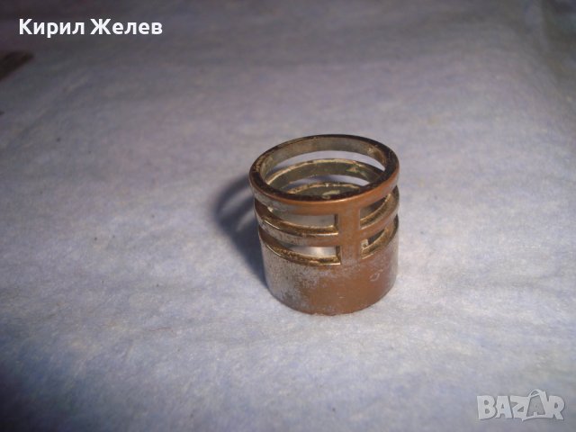 СТАР МЕСИНГОВ с ПОСРЕБРЯВАНЕ АРТ МОДЕЛ ИНТЕРЕСЕН ЦИЛИНДРИЧЕН АЖУРЕН ПРЪСТЕН 12781, снимка 2 - Пръстени - 37420226