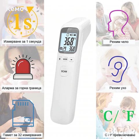 Безконтактен термометър за чело