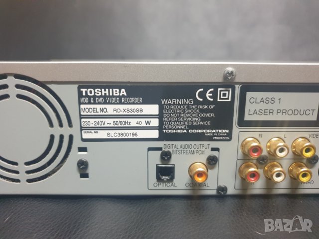Записващо ДВД / DVD Video Recorder Toshiba RD-XS30 с HDD 80gb. Като се включи изписва алерт за 1 мин, снимка 2 - Плейъри, домашно кино, прожектори - 38043291
