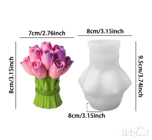 Молд букет лалета (3), снимка 4 - Форми - 55826555