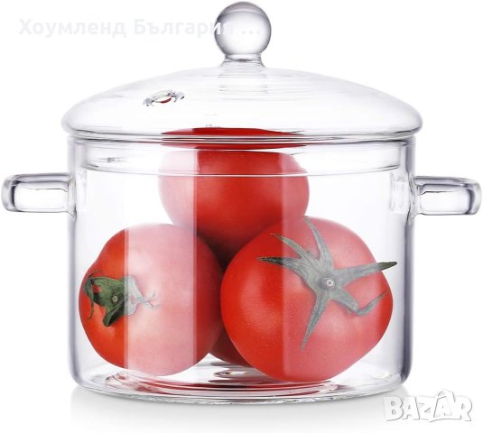 Стъклена тенджера огнеупорна от боросиликатно стъкло, снимка 5 - Прибори за хранене, готвене и сервиране - 44390082