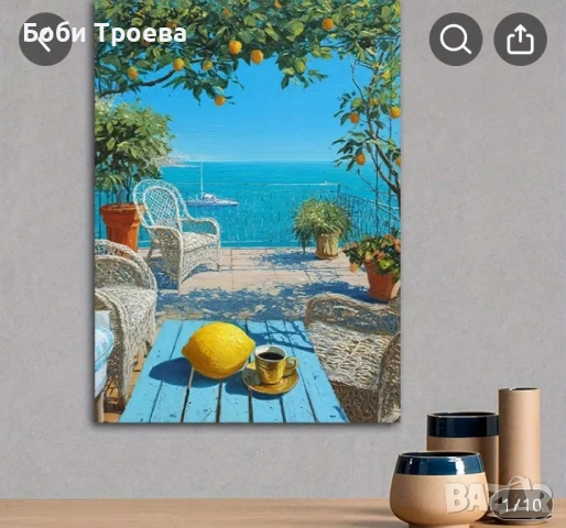 Стенна картина с изглед към средиземноморския бряг, снимка 2 - Картини - 53023325