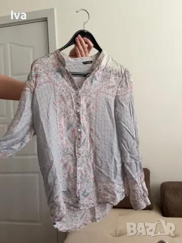 Риза / блуза от естествена коприна от черничева буба Massimo dutti, снимка 5 - Ризи - 50128598