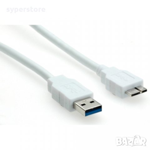 Кабел USB-A към Micro USB-A 3.0 Roline 11.99.8874 Бял 2m, USB-A to Micro USB-A M/M, снимка 1 - USB кабели - 31312868