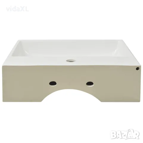 vidaXL Мивка с отвор за кран, керамична, бяла, 51,5x38,5x15 см, снимка 4 - Мивки - 56146043