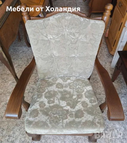 Дъбово кресло с дамаска, снимка 2 - Дивани и мека мебел - 55788261