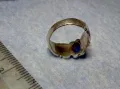 СТАРИНЕН АР НУВО ФЛОРАЛЕН СКЪПОЦЕНЕН СРЕБЪРЕН ПРЪСТЕН СРЕБРО ВИСОКА ПРОБА с ШЛИФОВАН ЛАЗУРИТ 25290, снимка 4