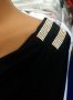 Черна рокля/туника с гръцко деколте и сребристи камъчета на раменете, снимка 4